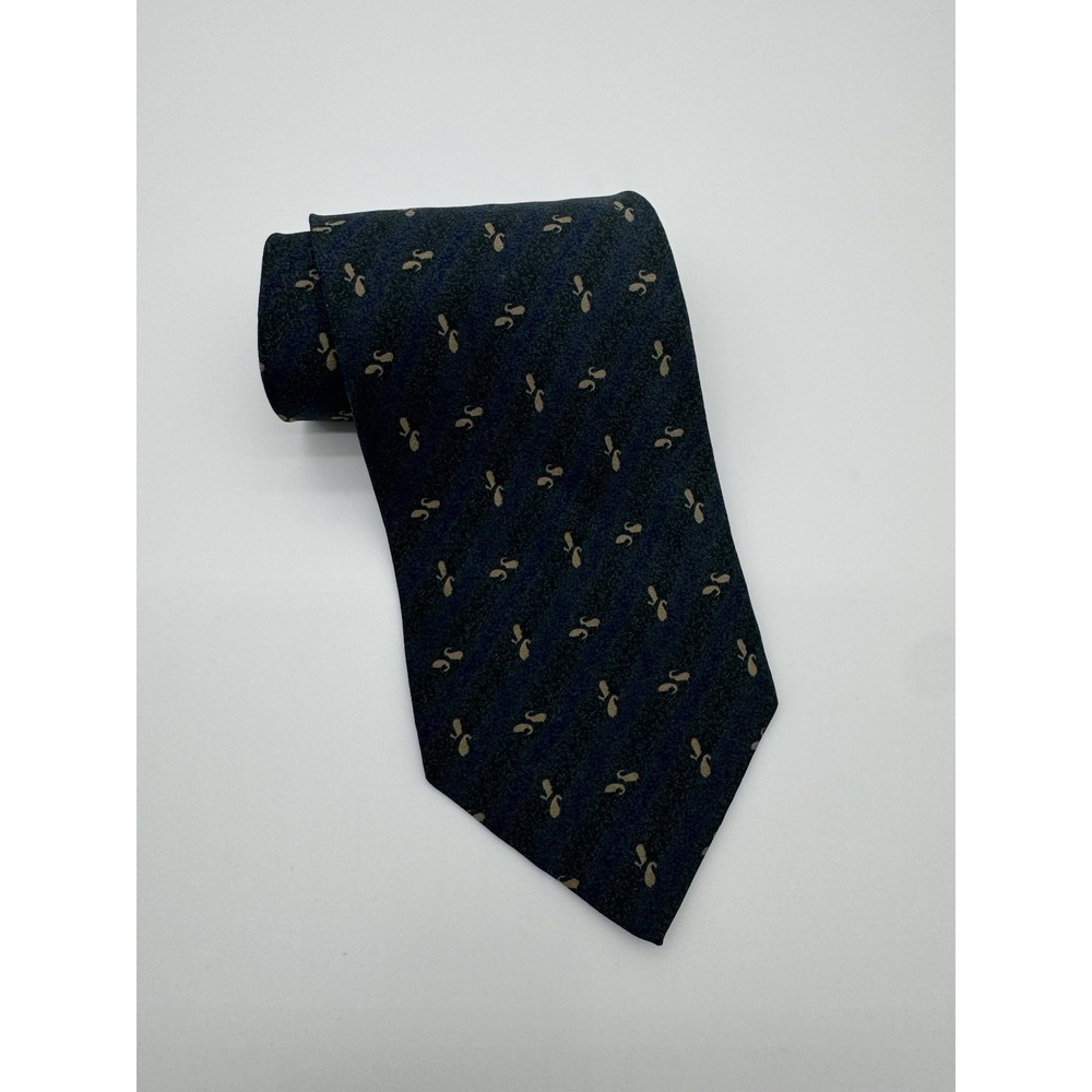 Giorgio Armani Cravatte Tie Navy Blue Geometric‎ Pattern Designer Italy